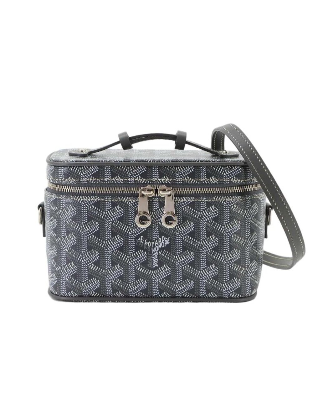 Goyard Muse Mini Vanity 2-Way Shoulder Hand Bag Herringbone Leather Gray
